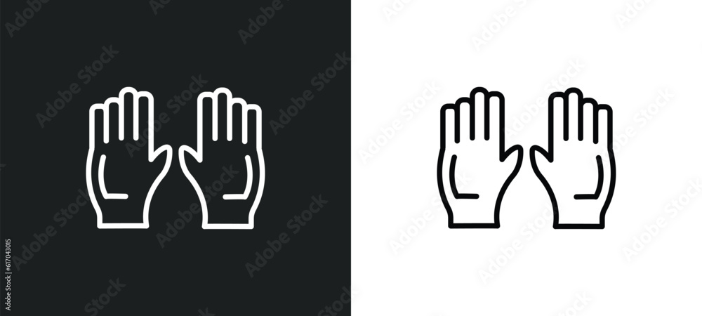Obraz premium pair of gloves line icon in white and black colors. pair of gloves flat vector icon from pair of gloves collection for web, mobile apps and ui.