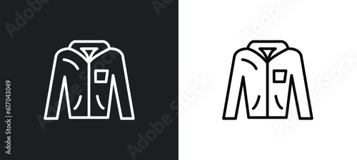 coat with pockets line icon in white and black colors. coat with pockets flat vector icon from coat with pockets collection for web, mobile apps and ui.