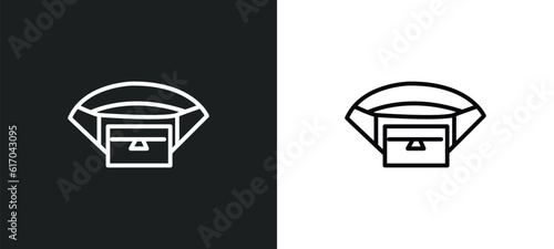 belt pouch line icon in white and black colors. belt pouch flat vector icon from belt pouch collection for web, mobile apps and ui.