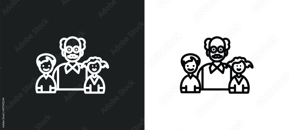 grandchild line icon in white and black colors. grandchild flat vector icon from grandchild collection for web, mobile apps and ui.