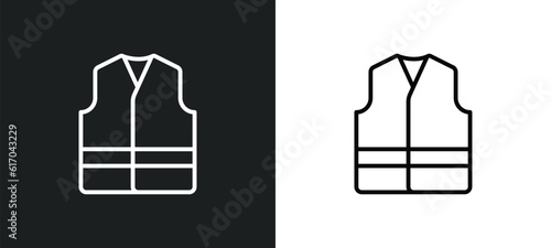 safety shirt line icon in white and black colors. safety shirt flat vector icon from safety shirt collection for web, mobile apps and ui.