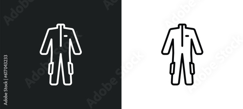 working coverall line icon in white and black colors. working coverall flat vector icon from working coverall collection for web, mobile apps and ui. photo