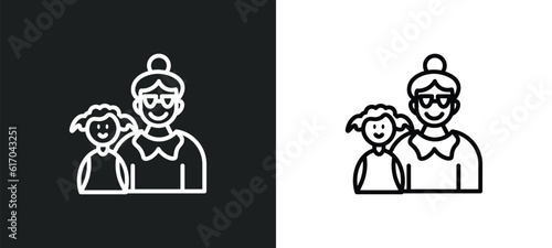grandson line icon in white and black colors. grandson flat vector icon from grandson collection for web, mobile apps and ui.