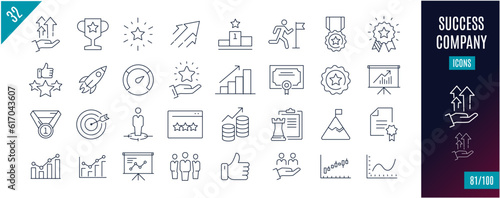 Best collection success line icons. Cup, up, trophy,...