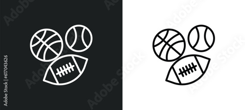 sports ball line icon in white and black colors. sports ball flat vector icon from sports ball collection for web, mobile apps and ui.