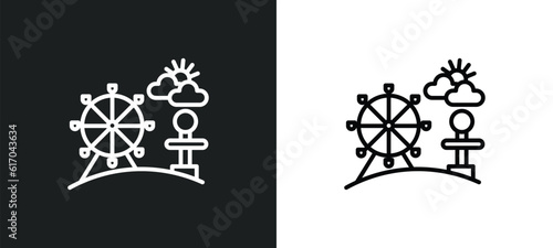 amusement park line icon in white and black colors. amusement park flat vector icon from amusement park collection for web, mobile apps and ui.