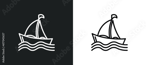 sailing boat line icon in white and black colors. sailing boat flat vector icon from sailing boat collection for web, mobile apps and ui.
