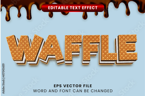 Sweet waffle textured 3d editable vector text effect
