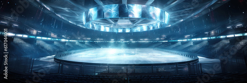 Eishockey Arena Hintergrund Banner mit Lichteffekte   Generative AI
