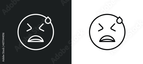 desperate emoji line icon in white and black colors. desperate emoji flat vector icon from desperate emoji collection for web, mobile apps and ui.