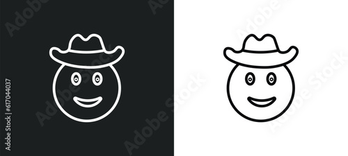 cowboy hat emoji line icon in white and black colors. cowboy hat emoji flat vector icon from cowboy hat emoji collection for web, mobile apps and ui.