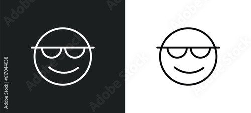 cool emoji line icon in white and black colors. cool emoji flat vector icon from cool emoji collection for web, mobile apps and ui.