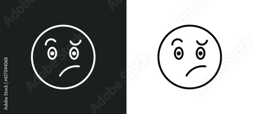 confused emoji line icon in white and black colors. confused emoji flat vector icon from confused emoji collection for web, mobile apps and ui.