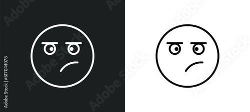 annoyed emoji line icon in white and black colors. annoyed emoji flat vector icon from annoyed emoji collection for web, mobile apps and ui.