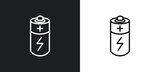 battery line icon in white and black colors. battery flat vector icon from battery collection for web, mobile apps and ui.