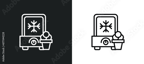 ice cream maker line icon in white and black colors. ice cream maker flat vector icon from ice cream maker collection for web, mobile apps and ui.