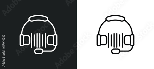 headphones line icon in white and black colors. headphones flat vector icon from headphones collection for web, mobile apps and ui.