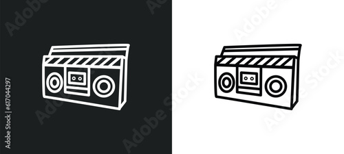 boombox line icon in white and black colors. boombox flat vector icon from boombox collection for web, mobile apps and ui.