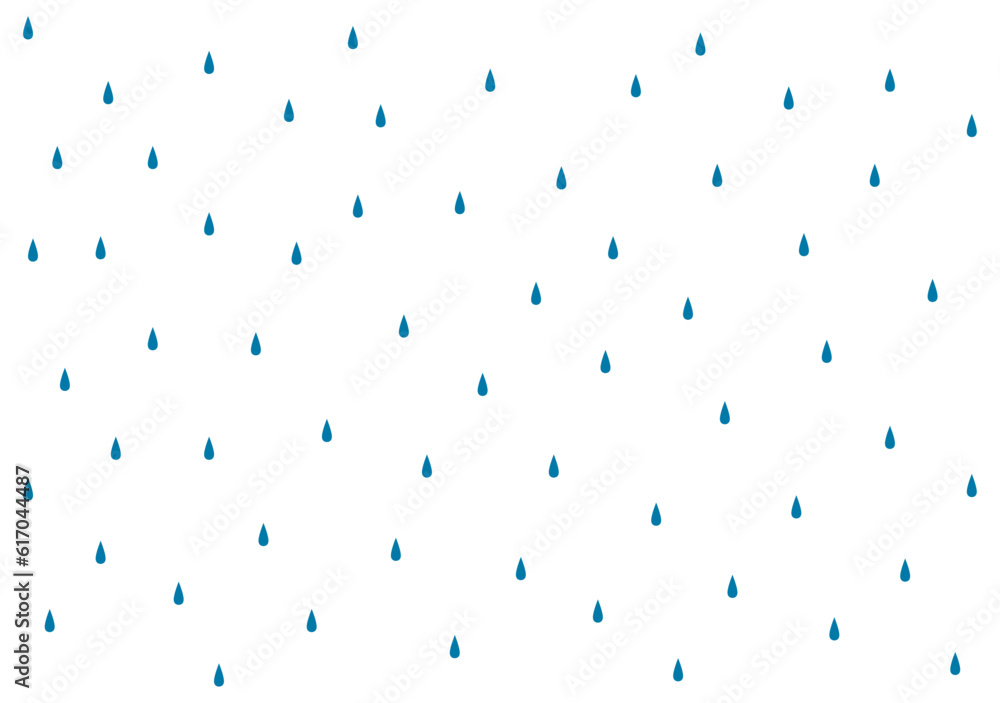 Rain, raindrops, water drops illustration, background, texture. Hand drawn flat style design, vector backdrop. Kids print element, rainy season, wet weather