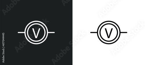 voltmeter line icon in white and black colors. voltmeter flat vector icon from voltmeter collection for web, mobile apps and ui. photo