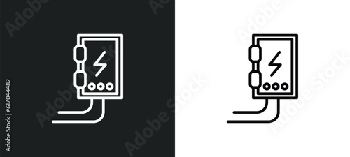fuse box line icon in white and black colors. fuse box flat vector icon from fuse box collection for web, mobile apps and ui.