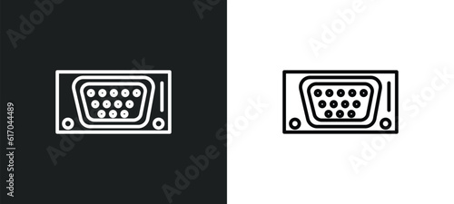 vga line icon in white and black colors. vga flat vector icon from vga collection for web, mobile apps and ui.