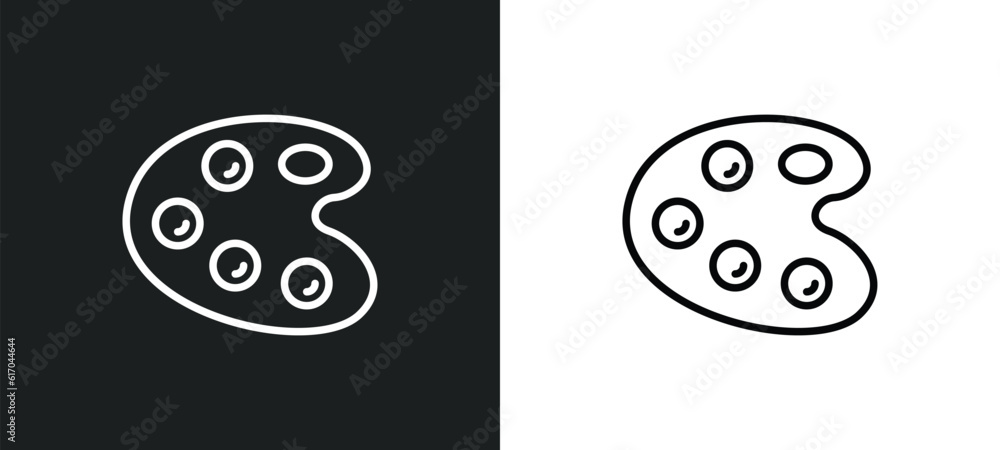 paint palette line icon in white and black colors. paint palette flat vector icon from paint palette collection for web, mobile apps and ui.