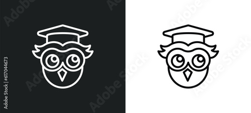 owl line icon in white and black colors. owl flat vector icon from owl collection for web, mobile apps and ui.
