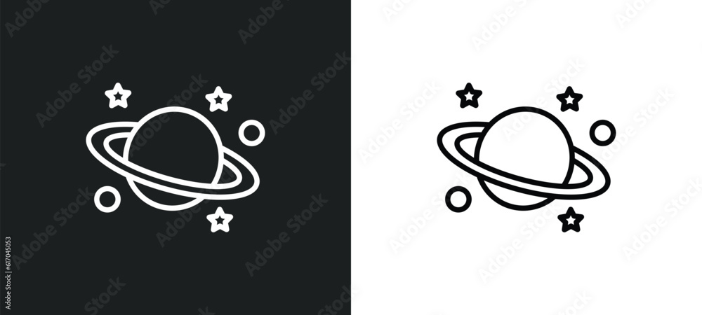 planet saturn line icon in white and black colors. planet saturn flat vector icon from planet saturn collection for web, mobile apps and ui. planet saturn line icon in white and black colors. planet saturn flat vector icon from planet saturn collection for web, mobile apps and ui.