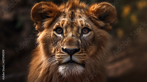 portrait of a lion HD 8K wallpaper Stock Photographic Image