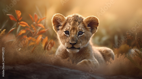 Tela lion cub in the wild HD 8K wallpaper Stock Photographic Image