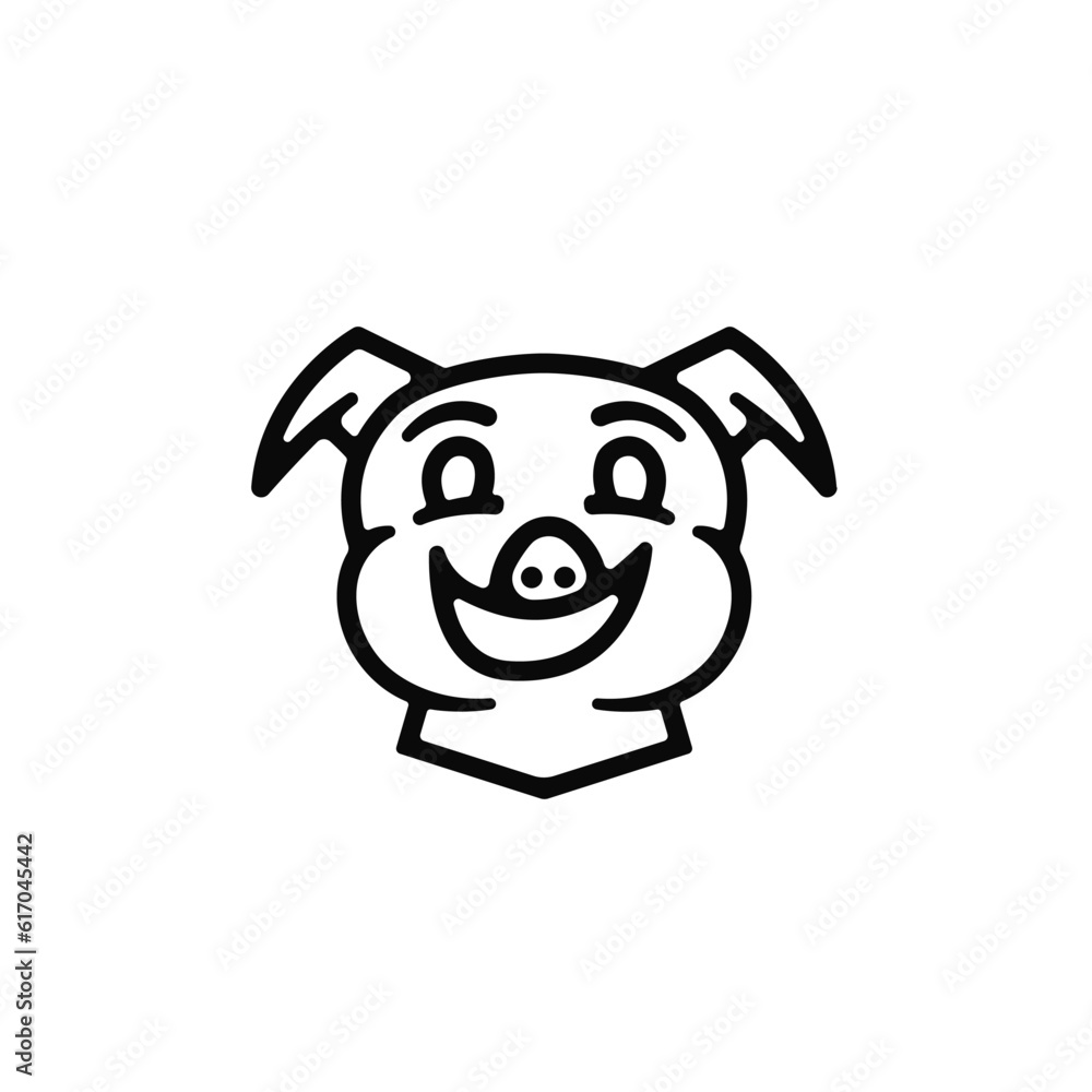 Line Pork Pig Head Logo Illustration Design Vector Line Pork Pig Head Logo Illustration Design Vector