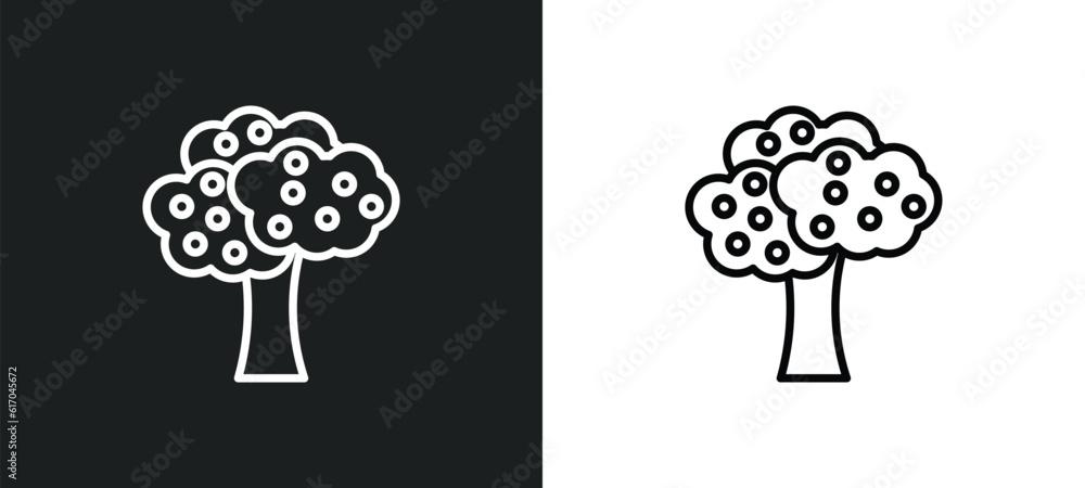 fruit tree line icon in white and black colors. fruit tree flat vector icon from fruit tree collection for web, mobile apps and ui. fruit tree line icon in white and black colors. fruit tree flat vector icon from fruit tree collection for web, mobile apps and ui.