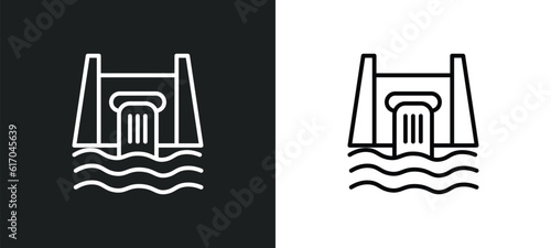 hydro power line icon in white and black colors. hydro power flat vector icon from hydro power collection for web, mobile apps and ui.