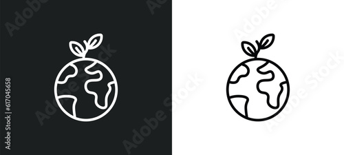 green earth line icon in white and black colors. green earth flat vector icon from green earth collection for web, mobile apps and ui.