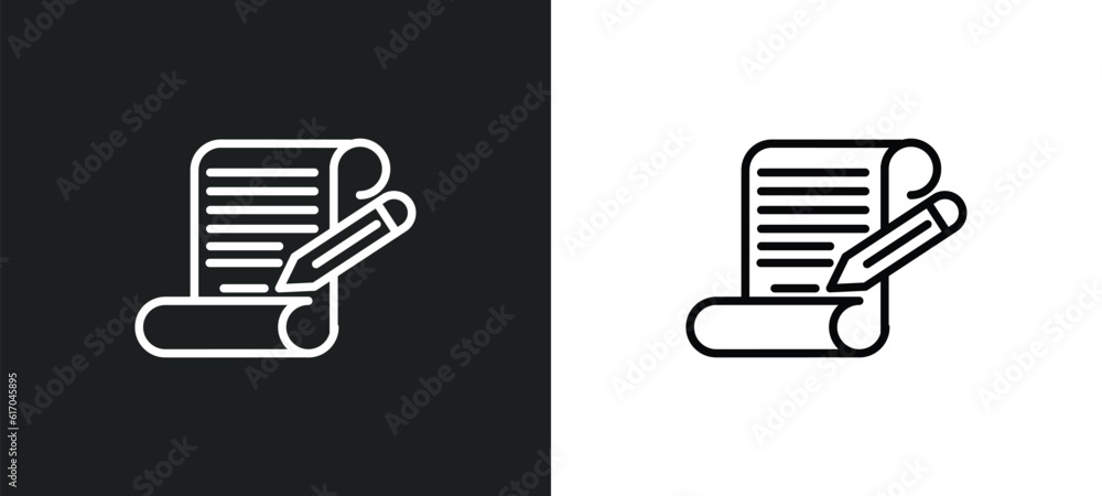 writing line icon in white and black colors. writing flat vector icon from writing collection for web, mobile apps and ui. writing line icon in white and black colors. writing flat vector icon from writing collection for web, mobile apps and ui.
