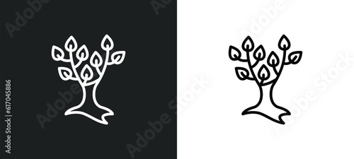 tree with many leaves line icon in white and black colors. tree with many leaves flat vector icon from tree with many leaves collection for web, mobile apps and ui.