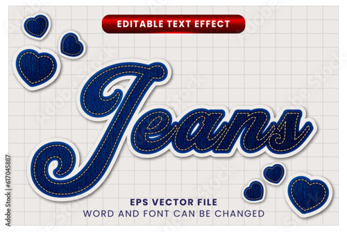 Jeans textured editable vector text effect