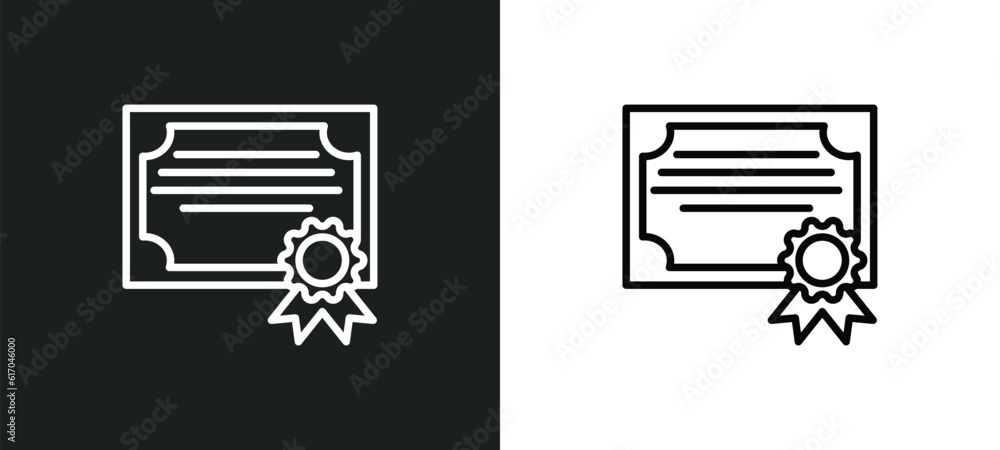 certificate line icon in white and black colors. certificate flat vector icon from certificate collection for web, mobile apps and ui. certificate line icon in white and black colors. certificate flat vector icon from certificate collection for web, mobile apps and ui.