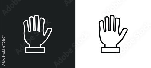 raise hand line icon in white and black colors. raise hand flat vector icon from raise hand collection for web, mobile apps and ui.