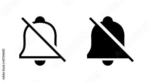 Silent notification icon vector. Crossed out bell sign symbol. No notifications concept