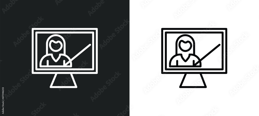 computer-based training line icon in white and black colors. computer-based training flat vector icon from computer-based training collection for web, mobile apps and ui. computer-based training line icon in white and black colors. computer-based training flat vector icon from computer-based training collection for web, mobile apps and ui.