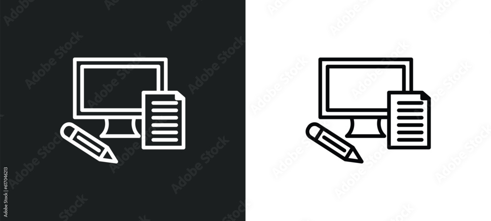 blended learning line icon in white and black colors. blended learning flat vector icon from blended learning collection for web, mobile apps and ui.