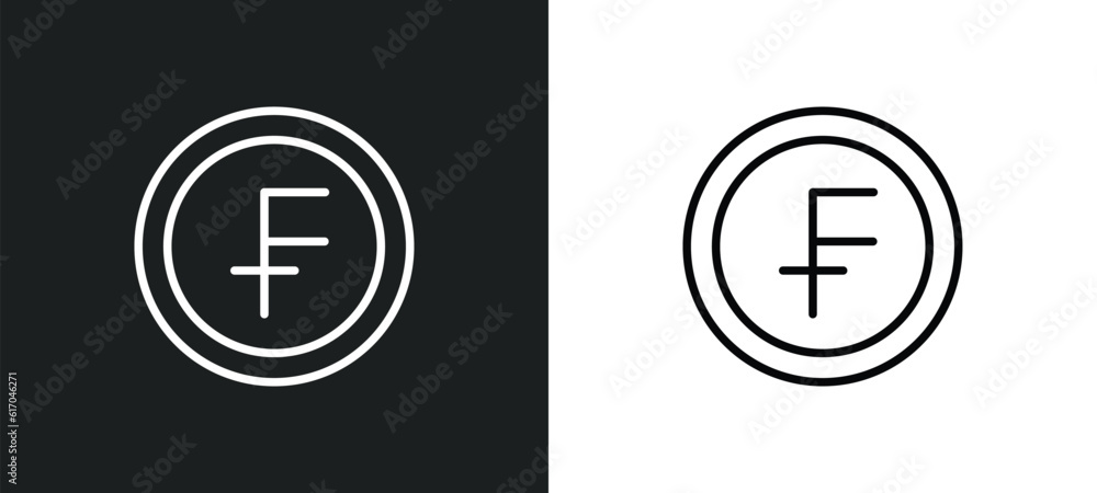swiss franc line icon in white and black colors. swiss franc flat vector icon from swiss franc collection for web, mobile apps and ui. swiss franc line icon in white and black colors. swiss franc flat vector icon from swiss franc collection for web, mobile apps and ui.