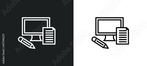 blended learning line icon in white and black colors. blended learning flat vector icon from blended learning collection for web, mobile apps and ui.