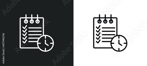 waiting list line icon in white and black colors. waiting list flat vector icon from waiting list collection for web, mobile apps and ui.
