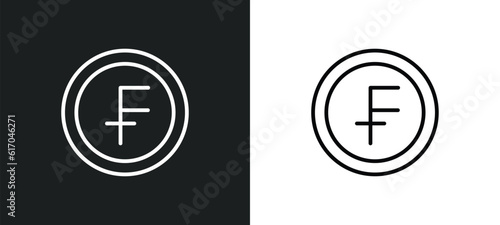 swiss franc line icon in white and black colors. swiss franc flat vector icon from swiss franc collection for web, mobile apps and ui.