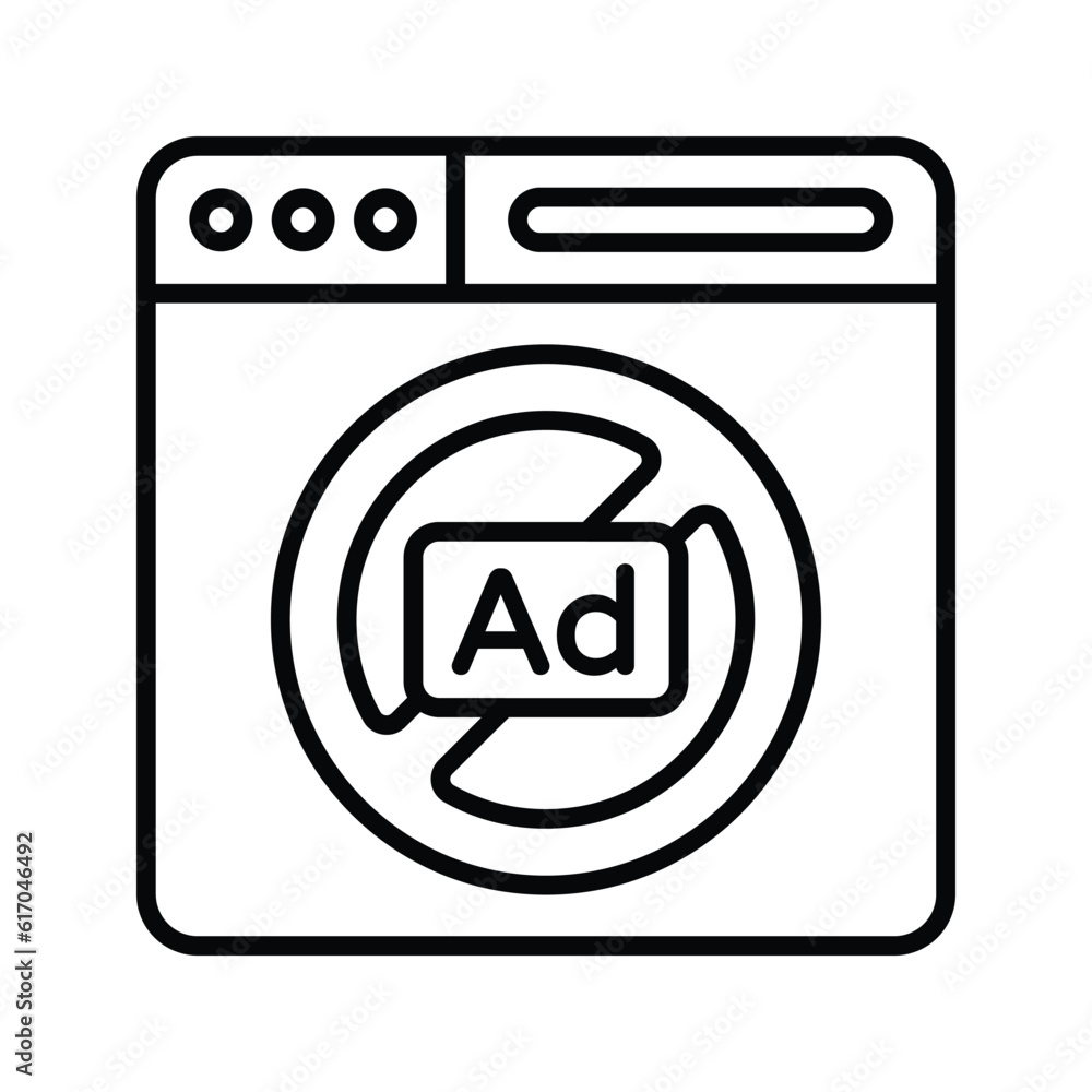 Web Ad block Outline Icon Design illustration. Online Steaming Symbol on White background EPS 10 File Web Ad block Outline Icon Design illustration. Online Steaming Symbol on White background EPS 10 File