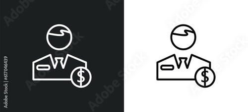 broker line icon in white and black colors. broker flat vector icon from broker collection for web, mobile apps and ui.