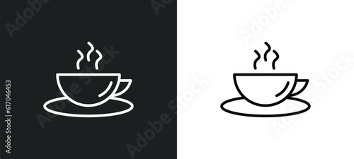 tea line icon in white and black colors. tea flat vector icon from tea collection for web, mobile apps and ui.